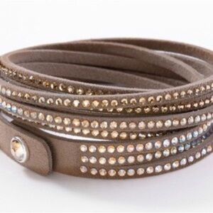 Touchstone Crystal by Swarovski Mocha Suede Wrap Bracelet - New